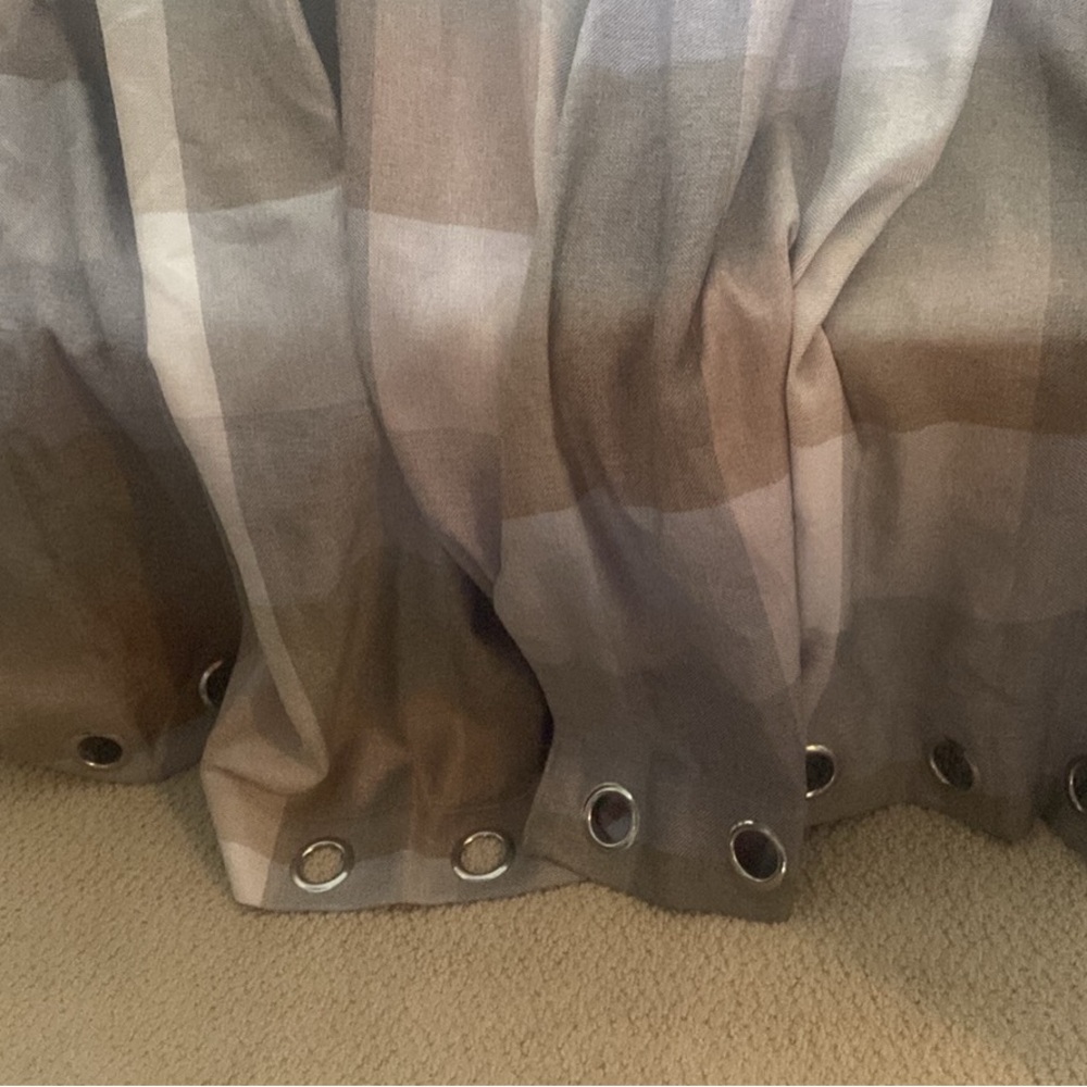 Plaid  gray and neutral Grommet Curtain Panels
